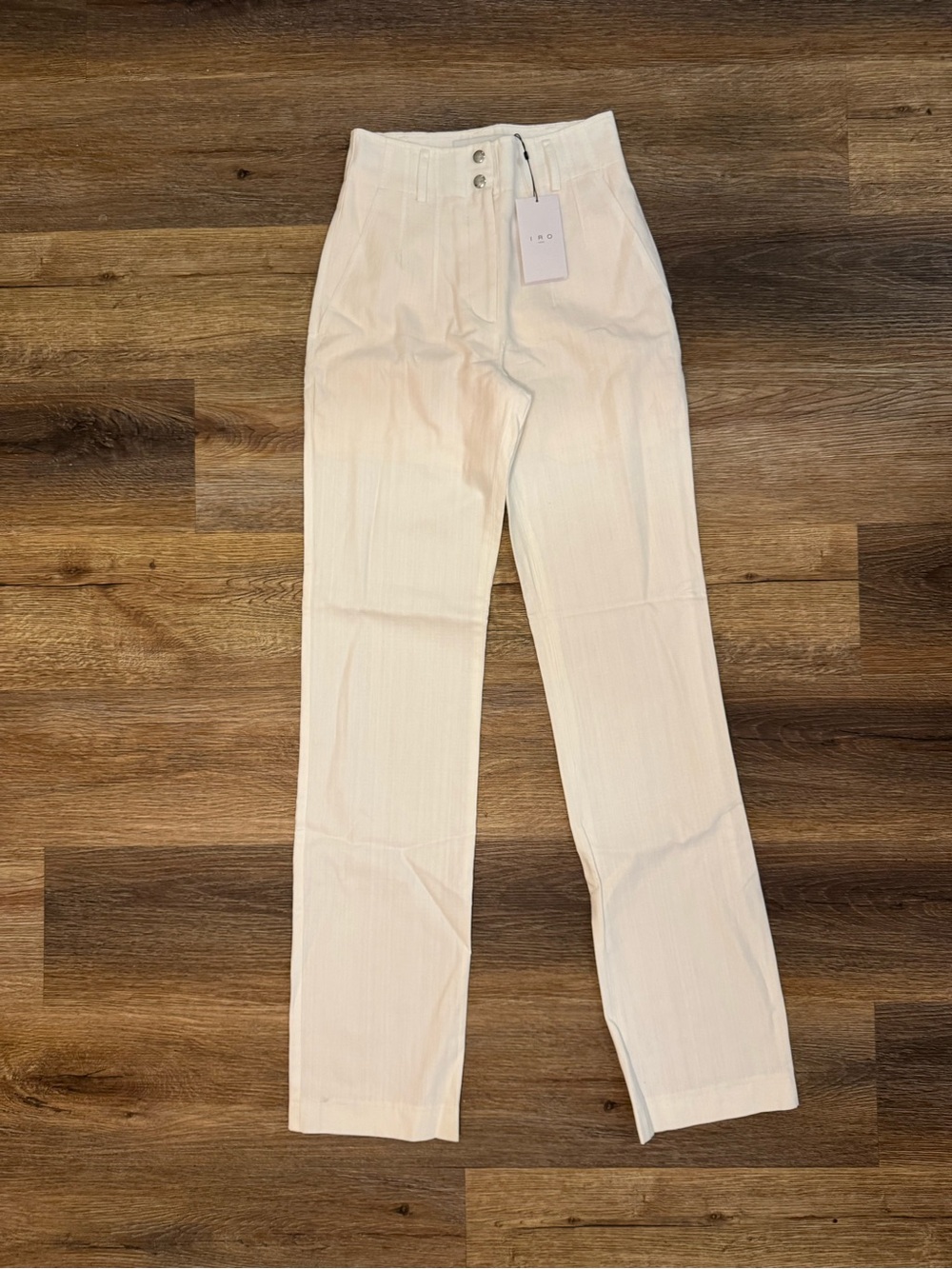 NWT IRO Cream High-Waist Tailored Trousers Size 32